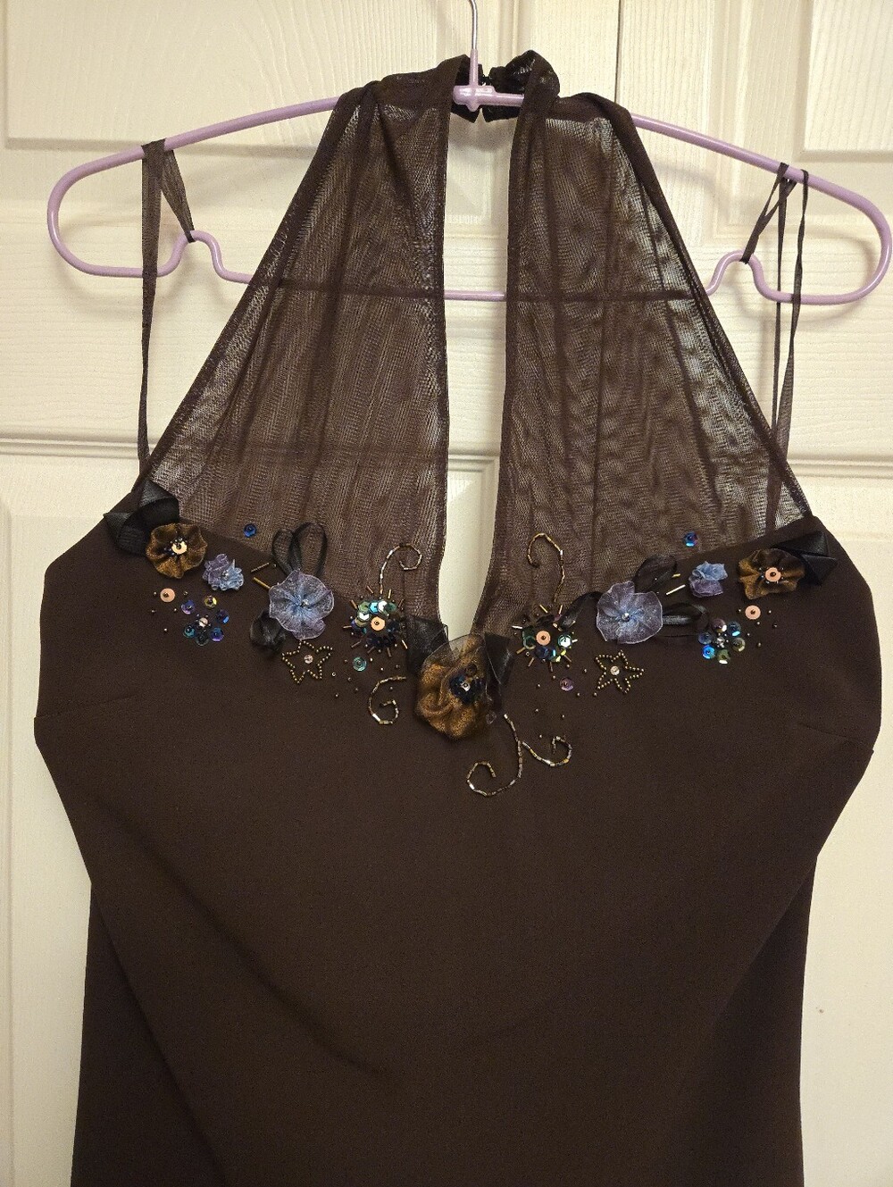 Nine West Dress 90/00s Brown Halter Dress - Picture 4 of 16